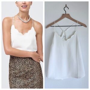 EUC J.Crew Factory Women's Scalloped Crepe Camisole in Marine Salt White Size 4